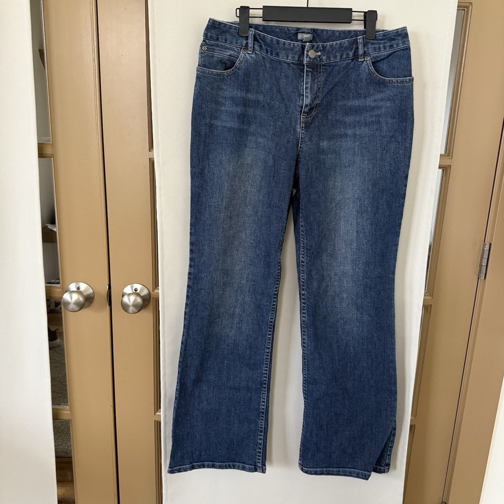 J. Jill Womens 12 Blue Medium‎ Wash Mid Rise Boot Cut Denim Jeans Pants